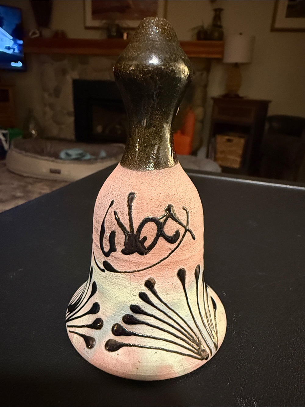 Vintage Tonalá Pottery Bell – Hand-Painted Mexican Folk Art – Signed Jimón